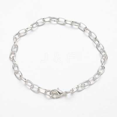 Iron Cable Chain Bracelet Making with Lobster Claw Clasps X-IFIN-H031-S-1