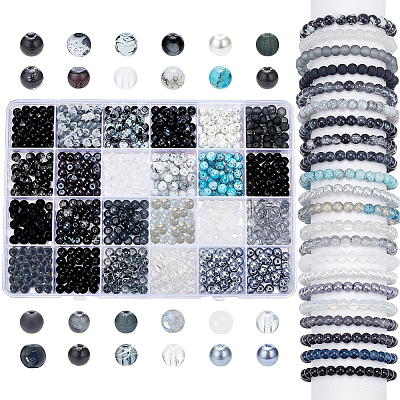 768Pcs 24 Style Glass Beads DIY-PH0010-71-1