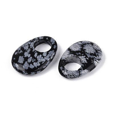 Natural Snowflake Obsidian Large Hole Pendants G-N348-06B-11-1