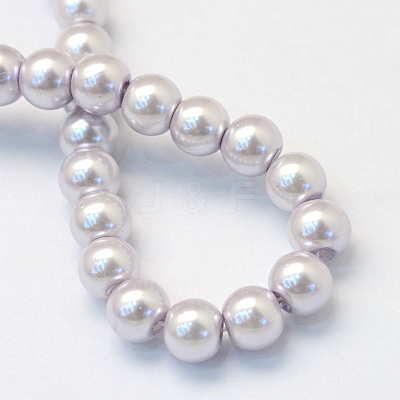 Baking Paint Pearlized Glass Pearl Round Bead Strands X-HY-Q003-6mm-25-1