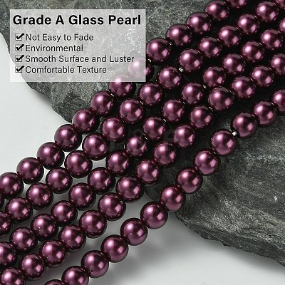 Eco-Friendly Dyed Glass Pearl Beads Strands HY-A008-6mm-RB097-1