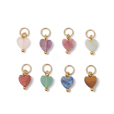Natural Mixed Gemstone Heart Charms X-PALLOY-JF04905-01-1
