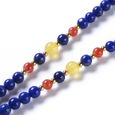 Natural Lapis Lazuli Pendant Necklaces NJEW-G332-05G-1