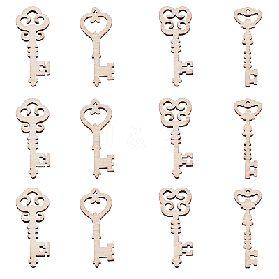 100Pcs Unfinished Wood Pendants WOOD-CJ0001-55-1