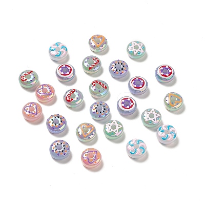 UV Plating Opaque Rainbow Iridescent Acrylic Beads ACRC-D001-11B-1