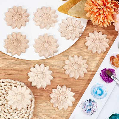 Wood Carved Onlay Applique Craft WOOD-WH0034-11B-1