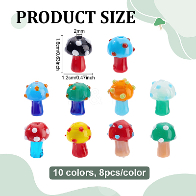 80Pcs 10 Colors Handmade Lampwork Beads LAMP-ME0001-06-1