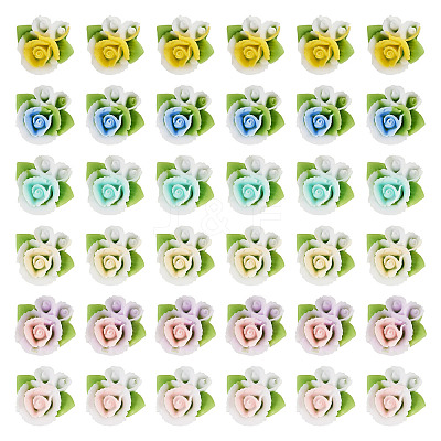 200Pcs Flower Opaque Resin Cabochons CRES-TA0001-73-1