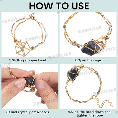 6Pcs Brass Braided Macrame Pouch Empty Stone Holder Bracelet Making BJEW-SC0001-73-1