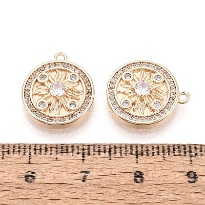 Brass Pave Clear Cubic Zirconia Pendants KK-T081-04G-1