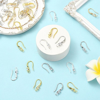 40Pcs 4 Colors Brass Micro Pave Clear Cubic Zirconia Hoop Earring Findings KK-CJ0003-97-1