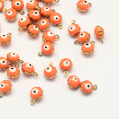 Golden Tone Brass Enamel Charms KK-Q571-05F-1