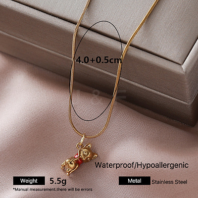Vintage 304 Stainless Steel Cat Shape Pendant Necklaces for Women HM0119-2-1