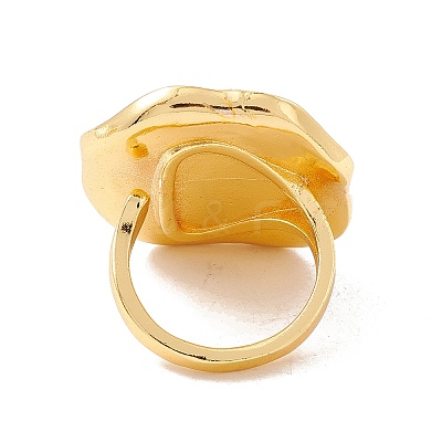 Oval Brass Open Cuff Finger Ring Enamel Settings X-KK-G428-03G-1