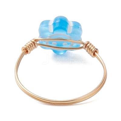 Copper Wired Acrylic Finger Rings RJEW-JR00958-01-1