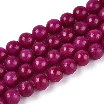 Dyed Natural Mashan Jade Round Beads Strands G-T139-6mm-67D-1
