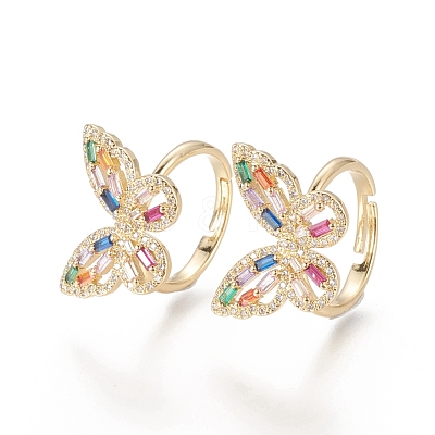 Adjustable Brass Micro Pave Cubic Zirconia Rings RJEW-F101-08G-1