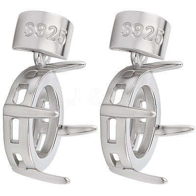 2Pcs Rhodium Plated 925 Sterling Silver Basket Pendant Settings STER-BBC0008-80-1