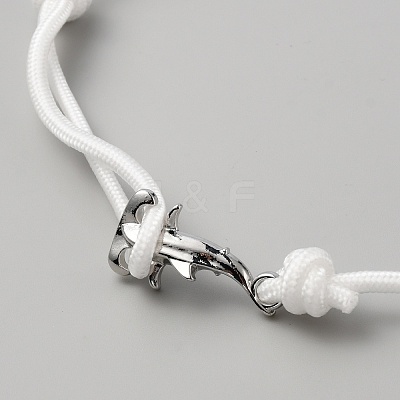 Survival Polyester Cord Bracelet with Alloy Shark Shape Clasps BJEW-WH0014-046P-04-1