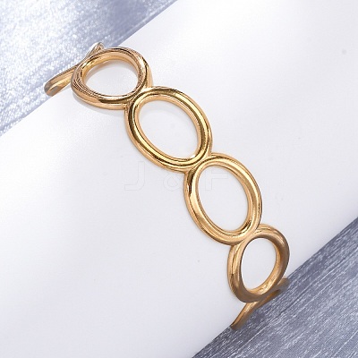 304 Stainless Steel Cuff Bangles for Women BJEW-D306-02G-1