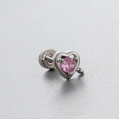 Brass Pave Pink Cubic Zirconia Cartilage Earrings FS-WGE04A7-04-1