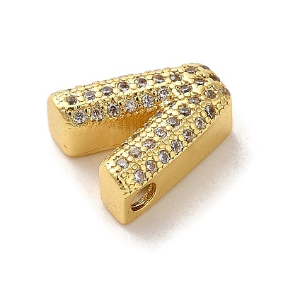 Brass Micro Pave Clear Cubic Zirconia Charms ZIRC-C009-01G-V-1