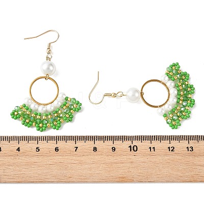 Glass Braided Beads Dangle Earrings EJEW-MZ00747-01-1