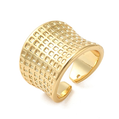 Tartan Brass Wide Open Cuff Rings for Women RJEW-A046-11G-1