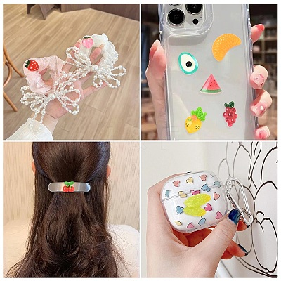 30Pcs 10 Styles Fruit Opaque Resin Decoden Cabochons RESI-YW0002-01-1