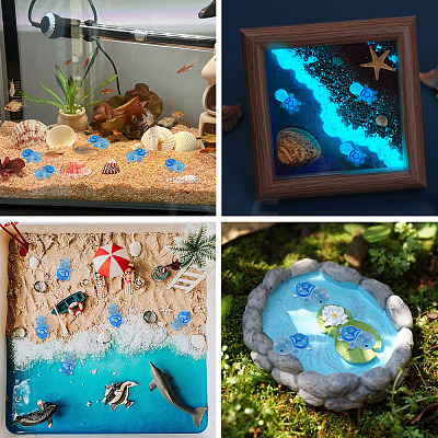 12Pcs Luminous Translucent Resin Sea Animal Cabochons RESI-TA0004-56F-1