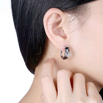 Trendy Sterling Silver Hoop Earrings EJEW-BB30032-1