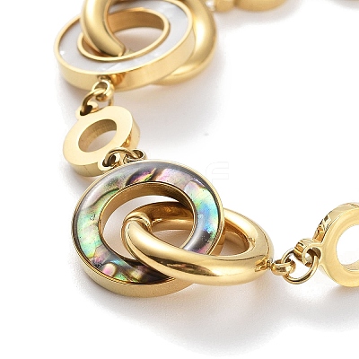 Ion Plating(IP) 304 Stainless Steel Interlocking Rings Link Bracelet BJEW-F466-01G-1