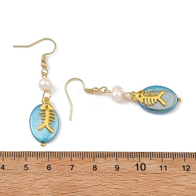 Ocean 304 Stainless Steel with AB Color Freshwater Shell Dangle Earrings EJEW-JE07382-1