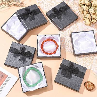 Bowknot Organza Ribbon Cardboard Bracelet Bangle Gift Boxes X-BC148-05-1