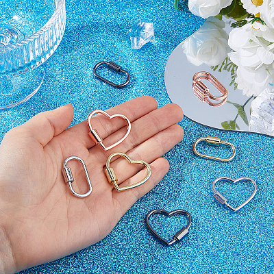 8Pcs 2 Styles 4 Colors Alloy Screw Carabiner Lock Charms FIND-DC0008-31A-1