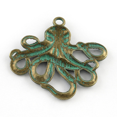 Octopus Zinc Alloy Big Pendants PALLOY-R065-106-FF-1