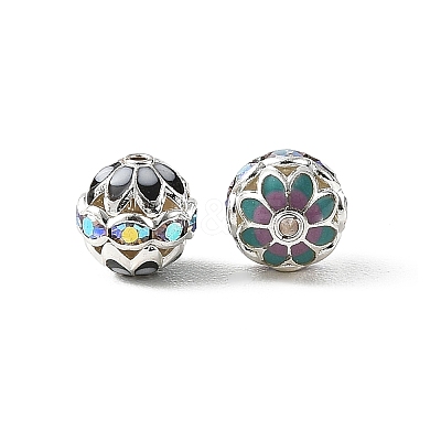 Brass & Alloy & Rhinestone Enamel Beads RB-CBA973B-11B-P-1