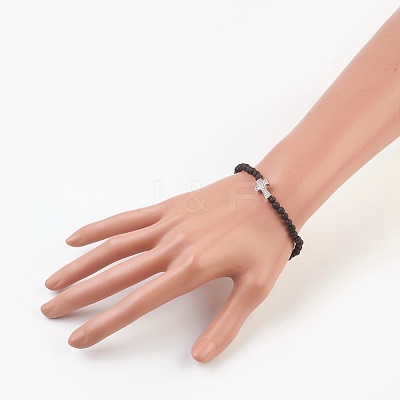 Natural Lava Rock Beads Stretch Bracelets BJEW-JB03823-02-1
