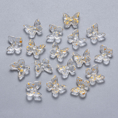Transparent Spray Painted Glass Charms GLAA-T016-22D-1
