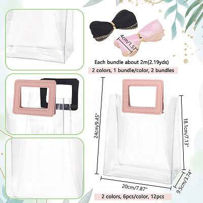 12Pcs 2 Colors PVC Plastic Gift Bags ABAG-NB0002-07-1