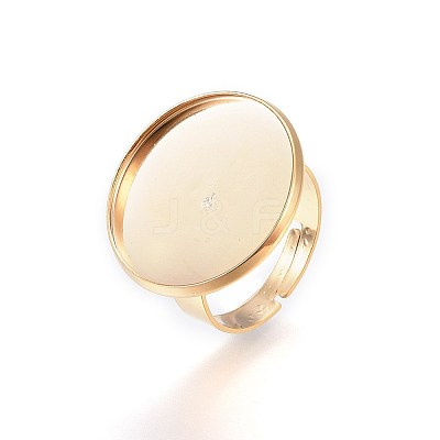 Adjustable 201 Stainless Steel Finger Rings Components X-STAS-G187-01G-20mm-1