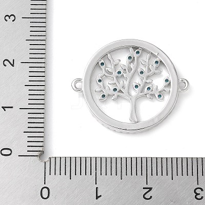 Brass Micro Pave Cubic Zirconia Tree of Life Connector Charms KK-C086-10P-1