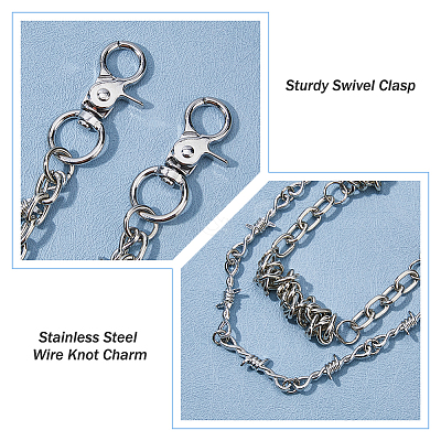 1Pc Zinc Alloy Thorn Double Layer Chain Belts for Pants HJEW-HS0001-09-1