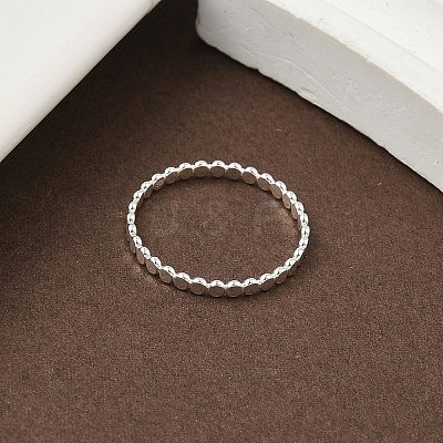 925 Sterling Silver Flat Beaded Finger Rings for Women RJEW-NH0002-01A-S-1