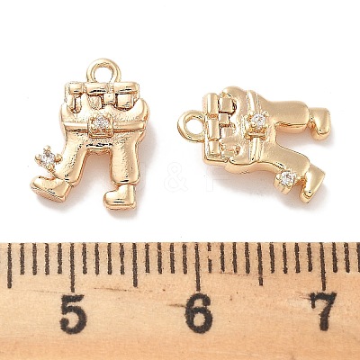 Rack Plating Brass Clear Cubic Zirconia Pendants KK-M102-21G-A-1