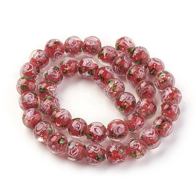 Handmade Gold Sand Lampwork Beads Strands LAMP-P051-D01-1