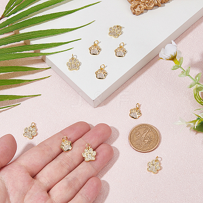 12Pcs 2 Styles Rack Plating Brass Micro Pave Cubic Zirconia Charms ZIRC-HS0001-13-1