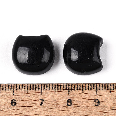 Natural Obsidian Cat Head Shape Beads G-T144-05D-1