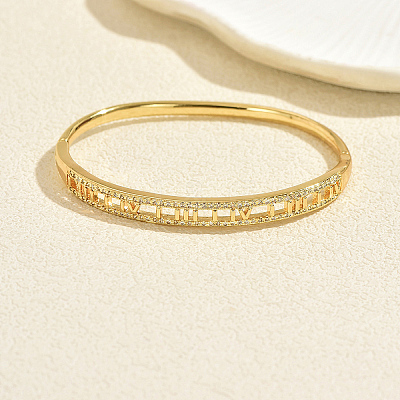 Brass Micro Pave Clear Cubic Zirconia Hinged Cuff Bangles for Women VP3297-3-1