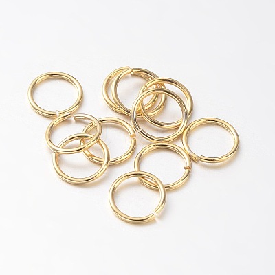 Eco-Friendly PVD Vacuum Plating & Long-Lasting Plated Brass Open Jump Rings KK-E663-10mm-G-1